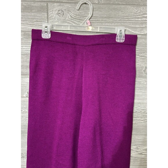St. John - Plum High-Waisted Straight Leg Knit Pants SIZE 10 - Picture 3 of 10